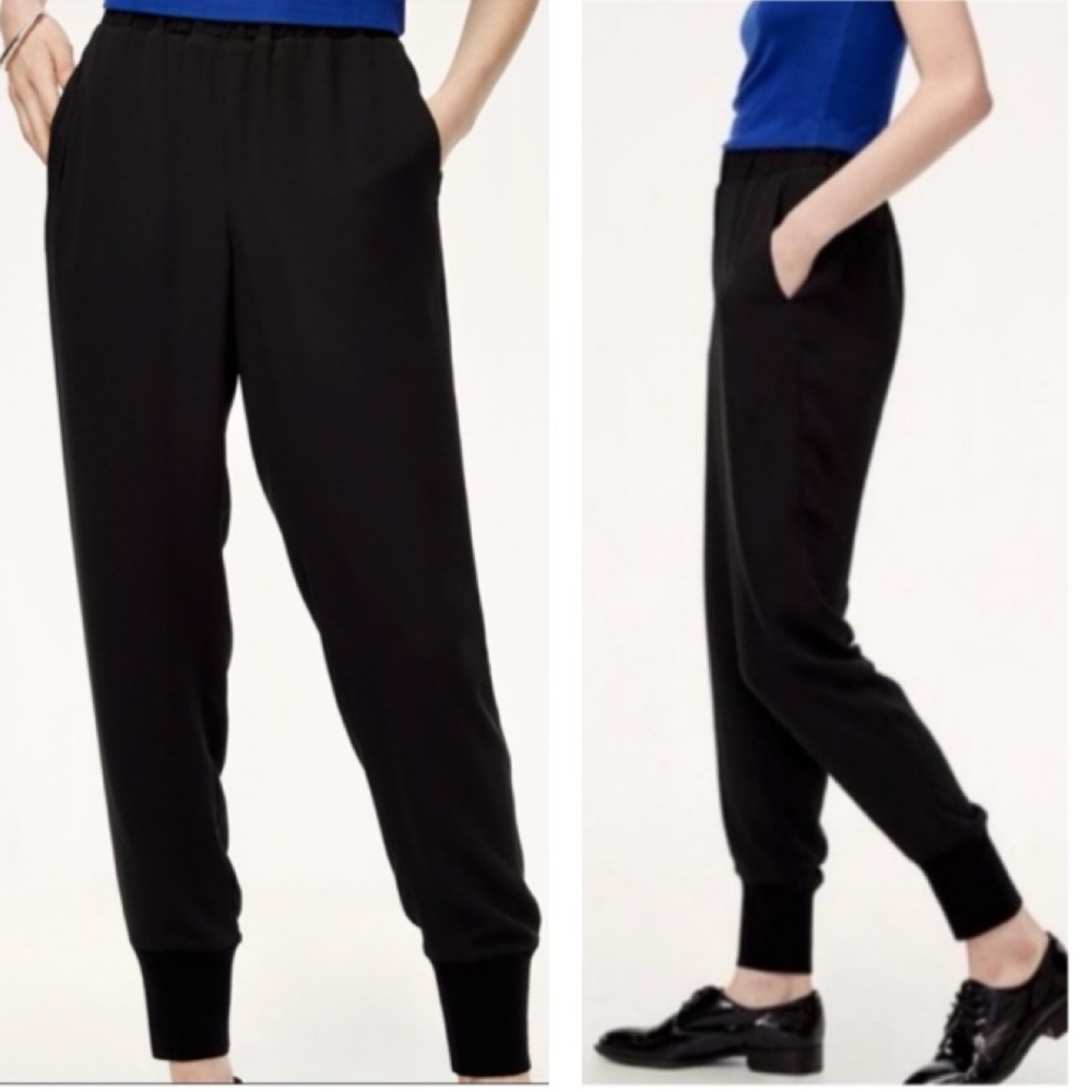 Aritzia Babaton Chiffon Pull On Trousers Oversized Cuffs Pockets Joggers Pants L